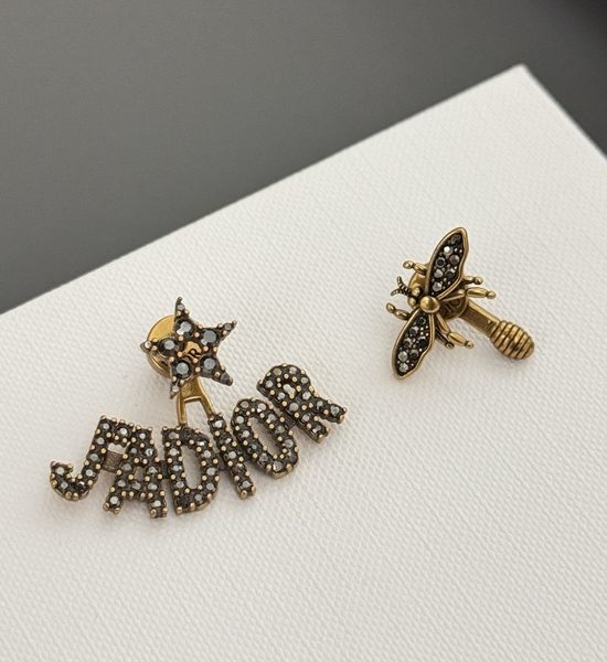 Christian Dior CD Asymmetrical Bee Earrings with Matte Finish