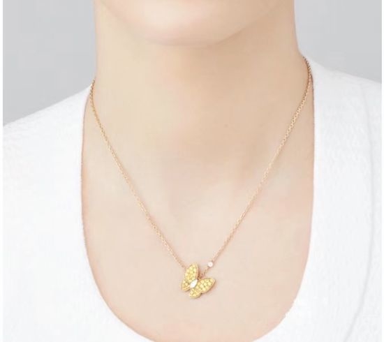 Van Cleef & Arpels VCA Yellow Diamond Butterfly Necklace Exquisite Craft
