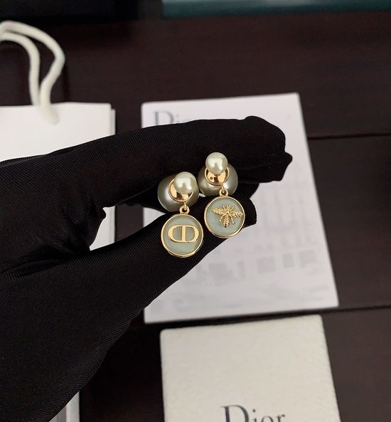 Christian Dior CD Two Tone Pearl Drop Earrings