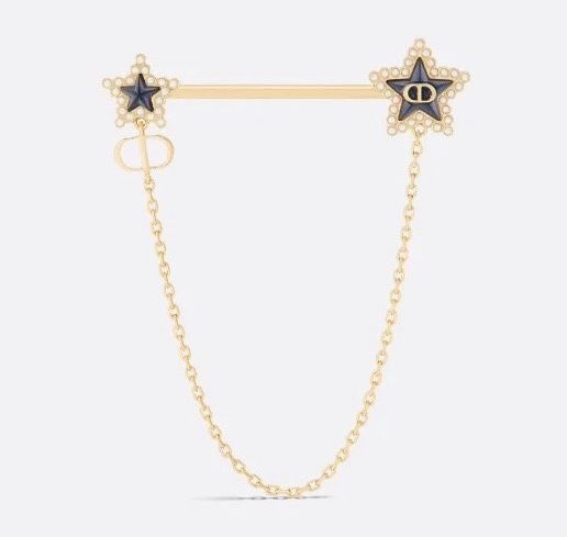 Christian Dior CD Star Pearl Chain Brooch