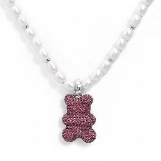 Apm monaco Red Pearl Pendant Necklace