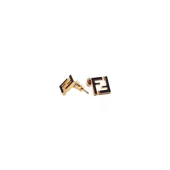 Fendi Polished Brass Casual Stud Earrings