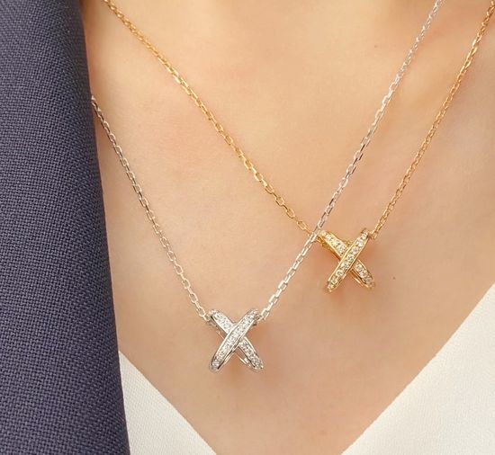 Chaumet Cross Design Full Diamond Pendant Necklace