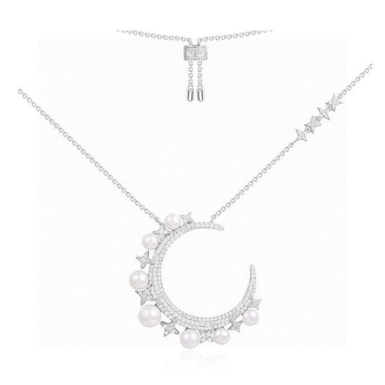 Apm monaco Moon And Pearl Adjustable Necklace