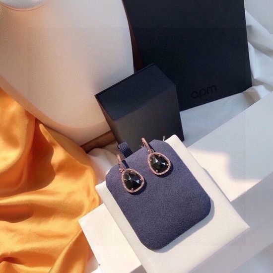 Apm monaco Rose Gold Black Mother of Pearl Earrings