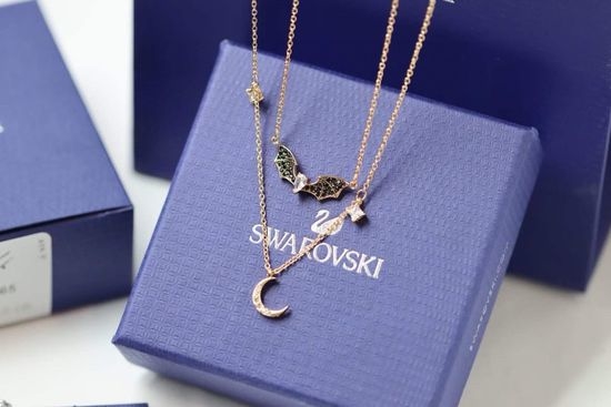 Swarovski Double Layer Bat Moon Clavicle Necklace