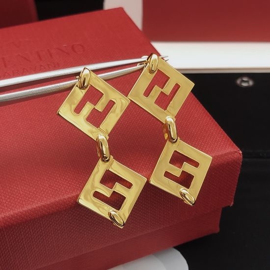Fendi Square Polished Tassel Stud Earrings