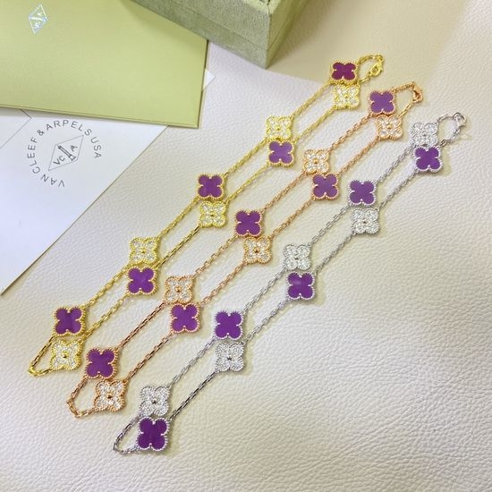 Van Cleef & Arpels VCA Amethyst Diamond Ten Flower Necklace