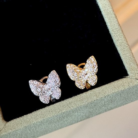 Van Cleef & Arpels VCA Diamond Butterfly Two-Tone Earrings