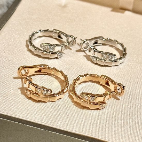 Bottega Veneta BV Half-diamond Snake Shape Stud Earrings