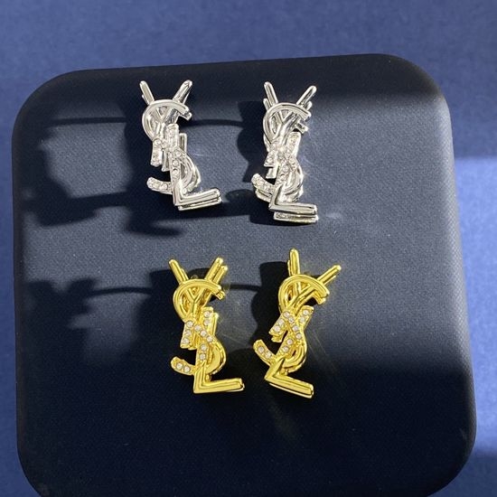 Yves Saint Laurent YSL Micro Paved Letter Decor Earrings