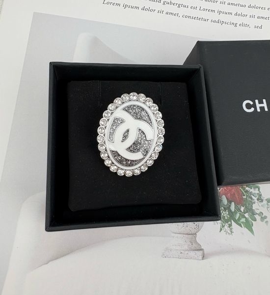 Chanel Small Oval Pave Brooch Delicate Accessory