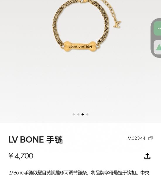 Louis Vuitton LV Adjustable Brass Bone Shape Bracelet