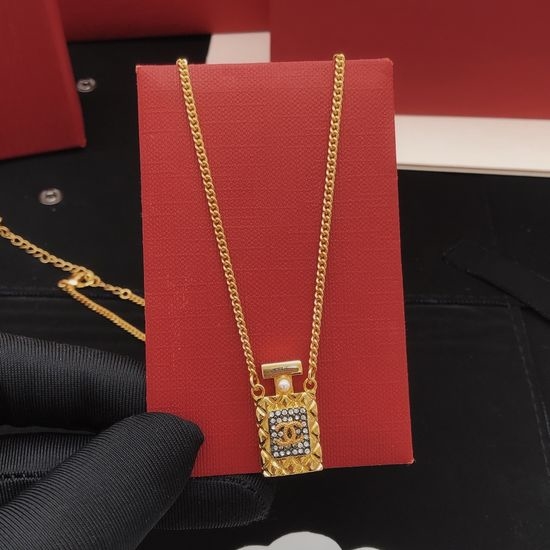 Chanel Perfume Bottle Design Necklace