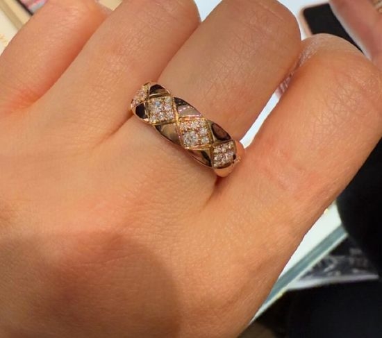 Chanel Square Diamond Quilted Wide Ring