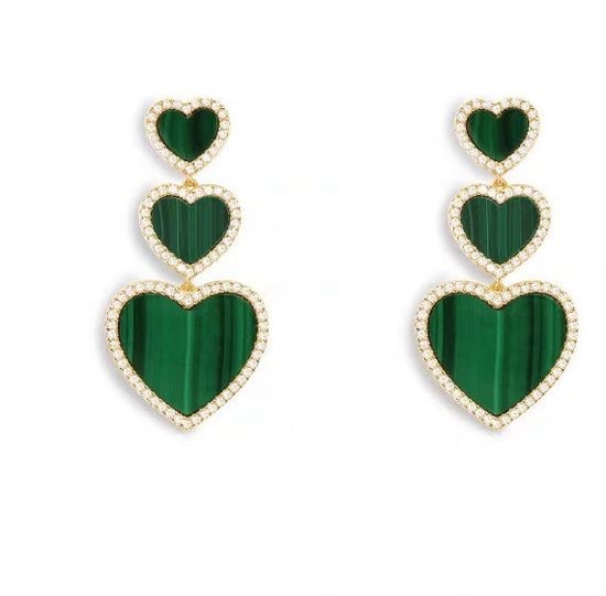 Apm monaco Malachite Heart Earrings Gift for Her