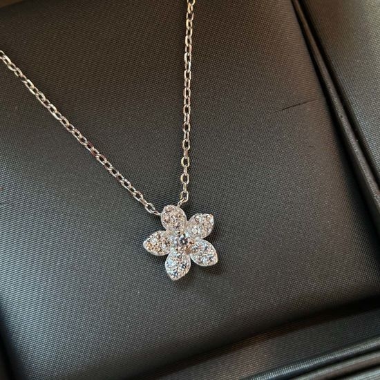 Graff Flower Shaped Sterling Silver Necklace