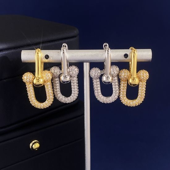 Tiffany & Co. Half Diamond U Shape Hoop Earrings