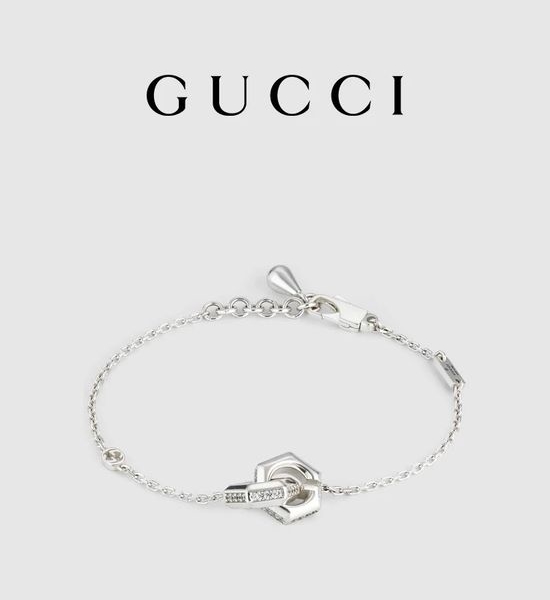 Gucci Zircon Decorated Chain Bracelet