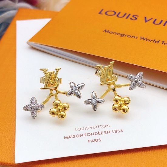 Louis Vuitton LV Vintage Monogram Pattern Stud Earrings