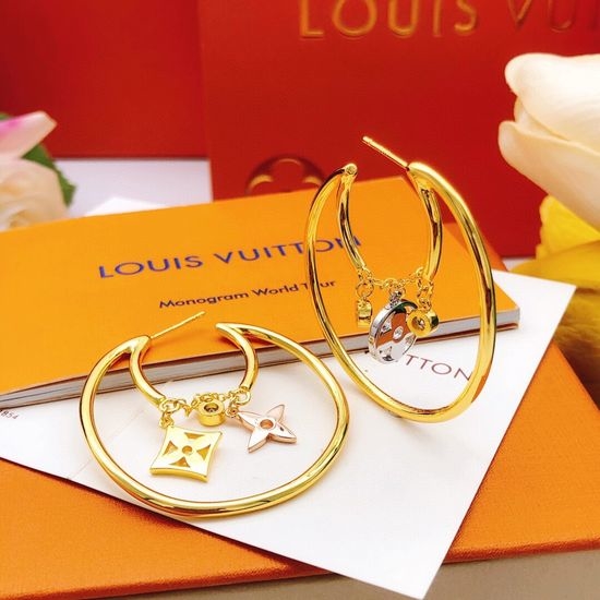 Louis Vuitton LV Simple Round Brass Hoop Earrings