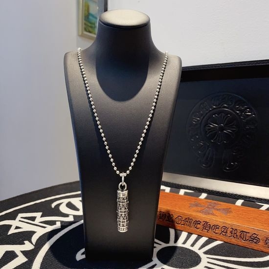 Chrome Hearts Cross Pendant Beaded Chain Necklace