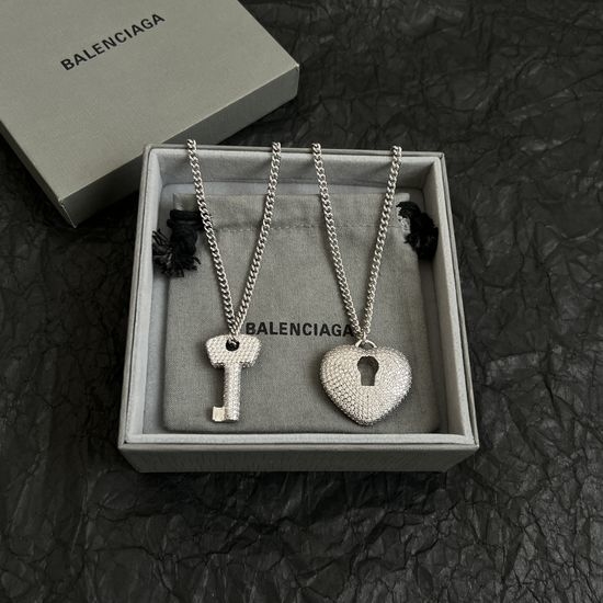 Balenciaga Full Diamond Key Pendant Necklace
