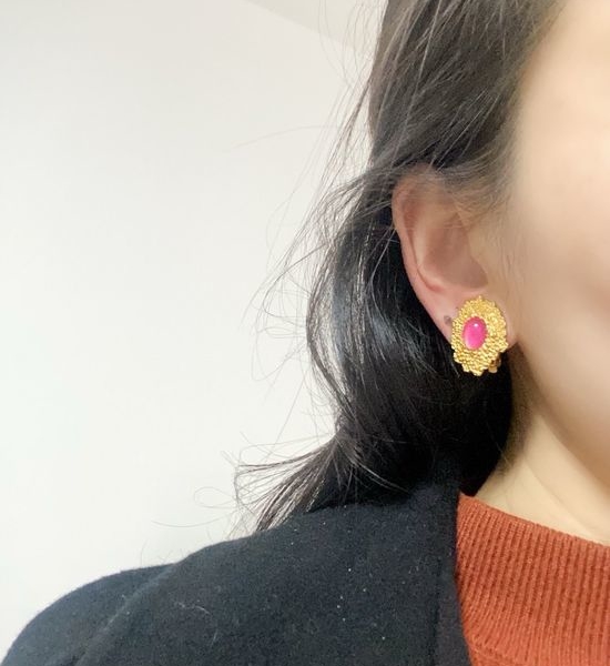 Yves Saint Laurent YSL Metallic Textured Ear Clips
