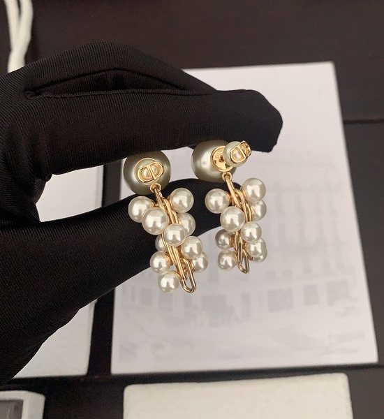 Christian Dior CD Multi Size Pearl Drop Earrings