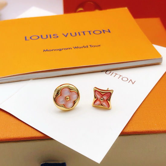 Louis Vuitton LV Pink Flower Stud Earrings Brass Material