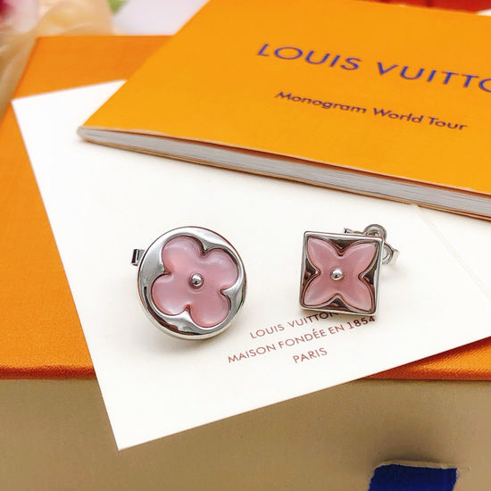 Louis Vuitton LV Pink Mother of Pearl Earrings Brass Material