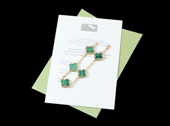 Van Cleef & Arpels VCA Malachite Four-Leaf Clover Bracelet