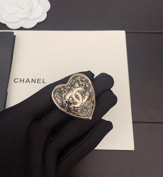 Chanel Light Gold Heart Shape Brass Brooch