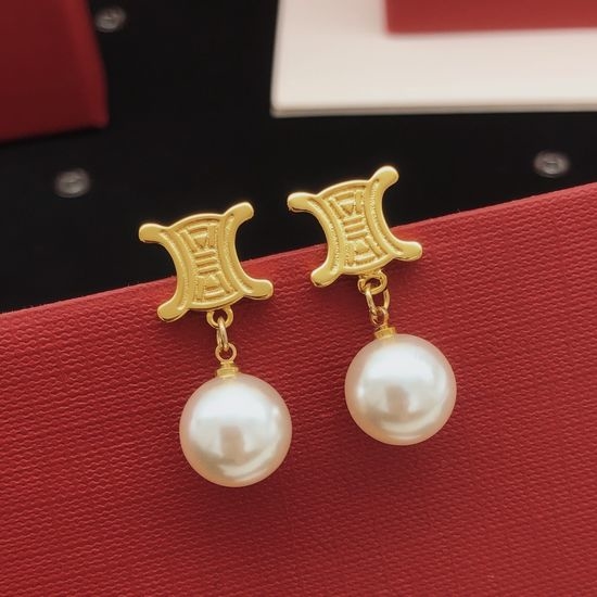 Celine Pearl Drop Classic Stud Earrings