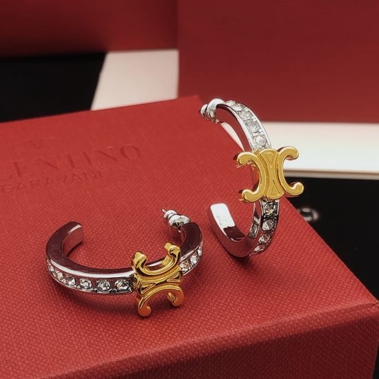 Celine Moon Shaped Silver Drop Earrings