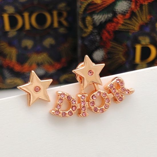 Christian Dior CD Rose Gold Star Stud Earrings