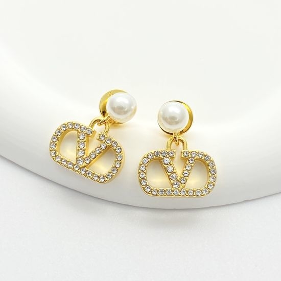 Valentino Delicate Pearl Rhinestone Stud Earrings