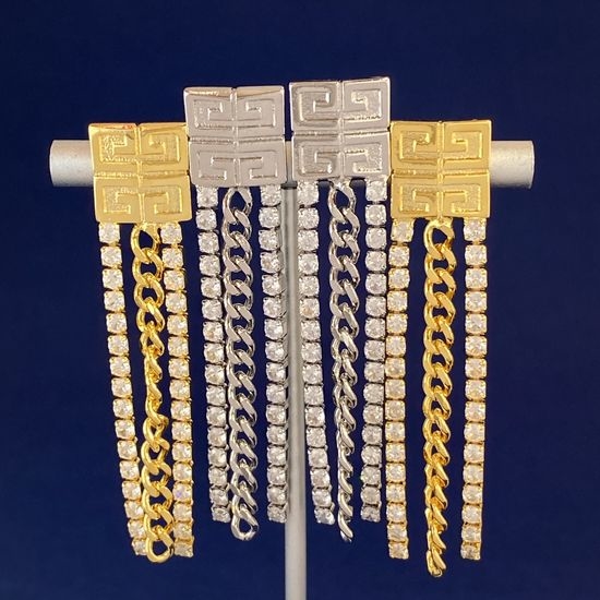 Givenchy Square Logo Tassel Long Drop Earrings