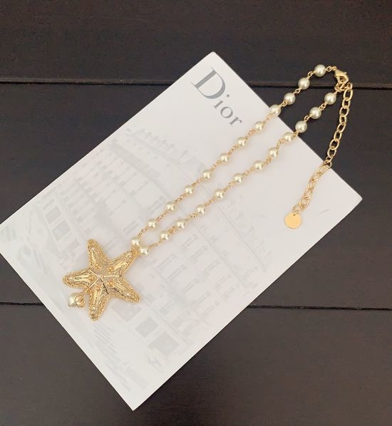 Christian Dior CD Starfish Pearl Pendant Necklace