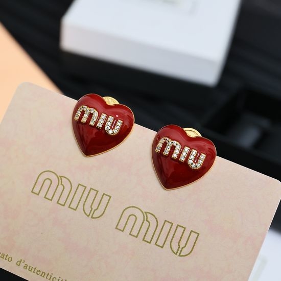 Miu Miu Enamel Love Letter Pattern Stud Earrings