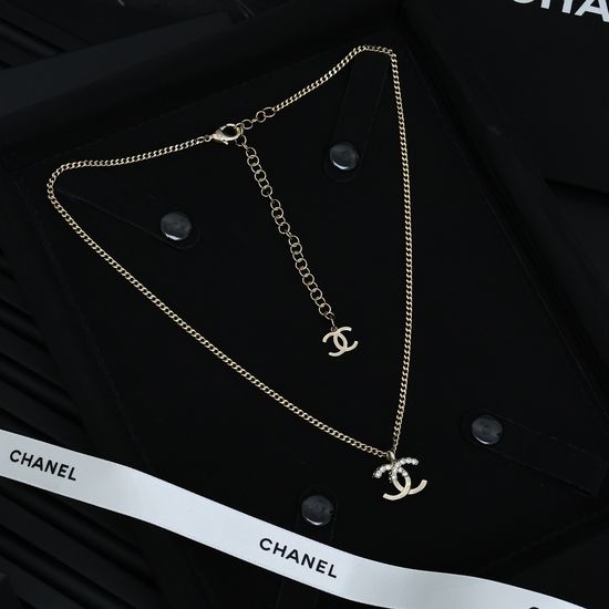 Chanel Half Diamond Letter Pendant Necklace