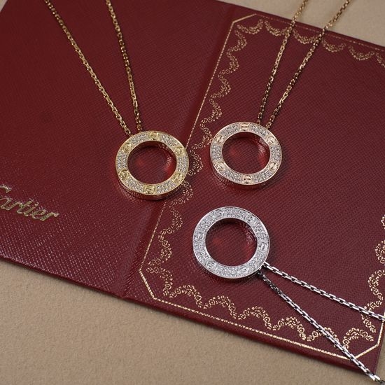 Cartier Full Diamond Pendant Necklace Exquisite Carved Craft