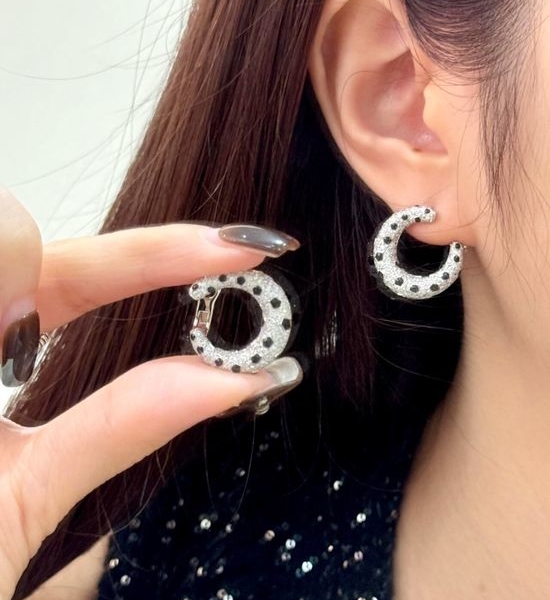 Cartier Polished Spotted Hoop Earrings