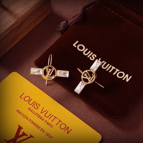 Louis Vuitton LV Classic Two Tone Plated Stud Earrings