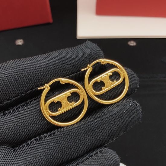 Celine Classic Round Brass Ear Hooks