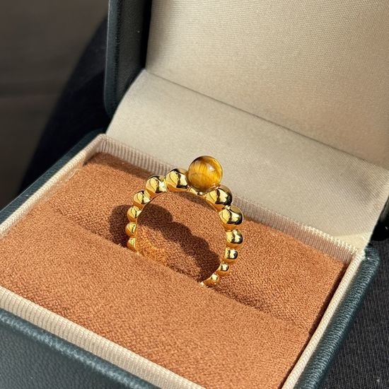 Van Cleef & Arpels VCA Trendy Gradient Tiger Eye Stone Silver Ring