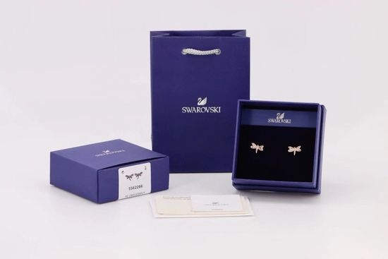 Swarovski Rose Gold Pink Diamond Dragonfly Stud Earrings