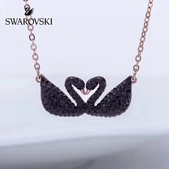 Swarovski Double Black Swan Pendant Necklace