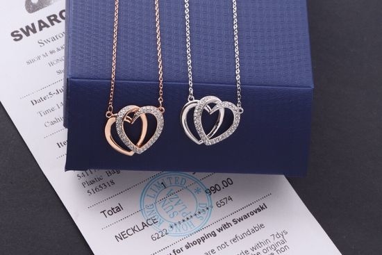 Swarovski Dual Heart Crystal Clavicle Necklace