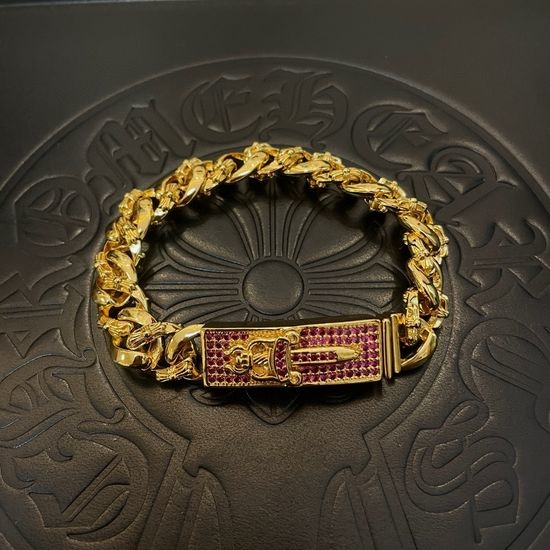 Chrome Hearts Twist Pattern Pink Diamond Bracelet